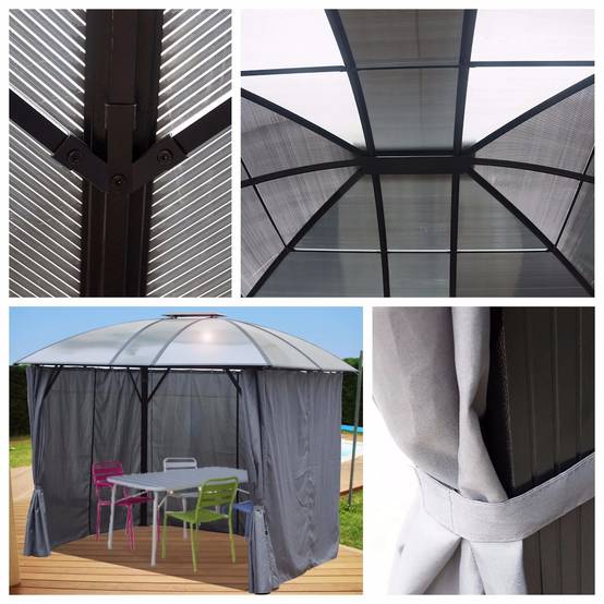 Pergola autoportante alu toit 4 pentes gris 10,80 m2 - Gloriette - Image 16