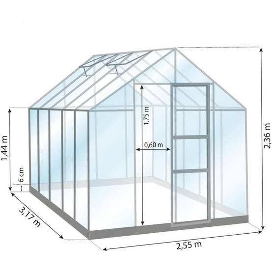 LAMS - Serre de jardin verre trempé aluminium vert 8,1 m² Carvi avec embase - Lams - Image 2