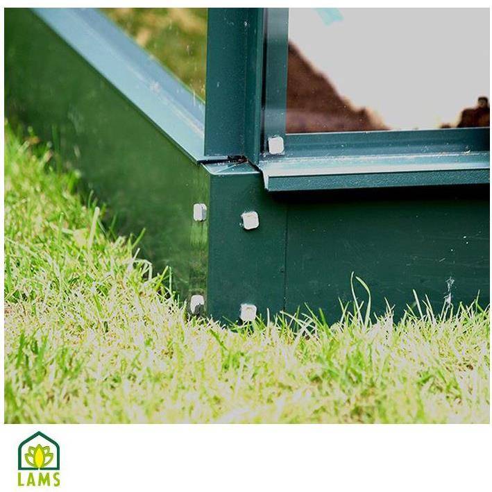 LAMS - Serre de jardin verre trempé aluminium vert 8,1 m² Carvi avec embase - Lams - Image 3