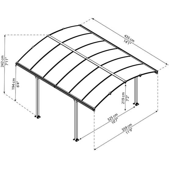 Carport aluminium toit polycarbonate : 1 voiture - 15,4 M2 - Image 9