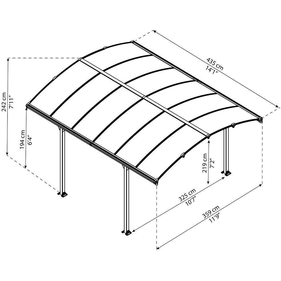 Carport aluminium toit polycarbonate : 1 voiture - 15,4 M2 - Image 9