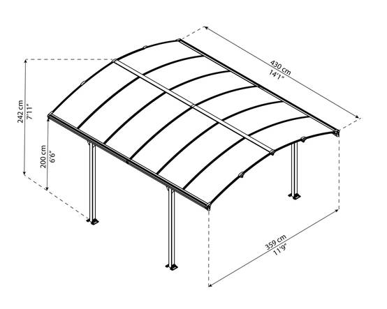Carport aluminium toit polycarbonate : 1 voiture - 15,4 M2 - Image 11