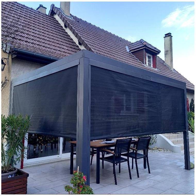 Pergola autoportante bioclim. Alu. avec 2 rideaux 10,80 m2 - Image 2