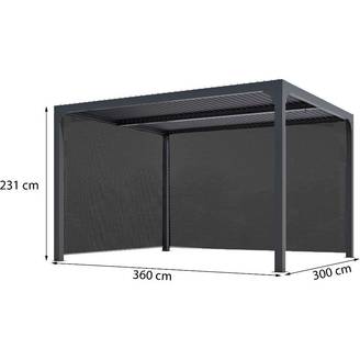 Pergola autoportante bioclim. Alu. avec 2 rideaux 10,80 m2