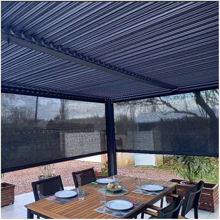 Pergola autoportante bioclim. Alu. avec  2 rideaux 10,80 m2 - Image 4
