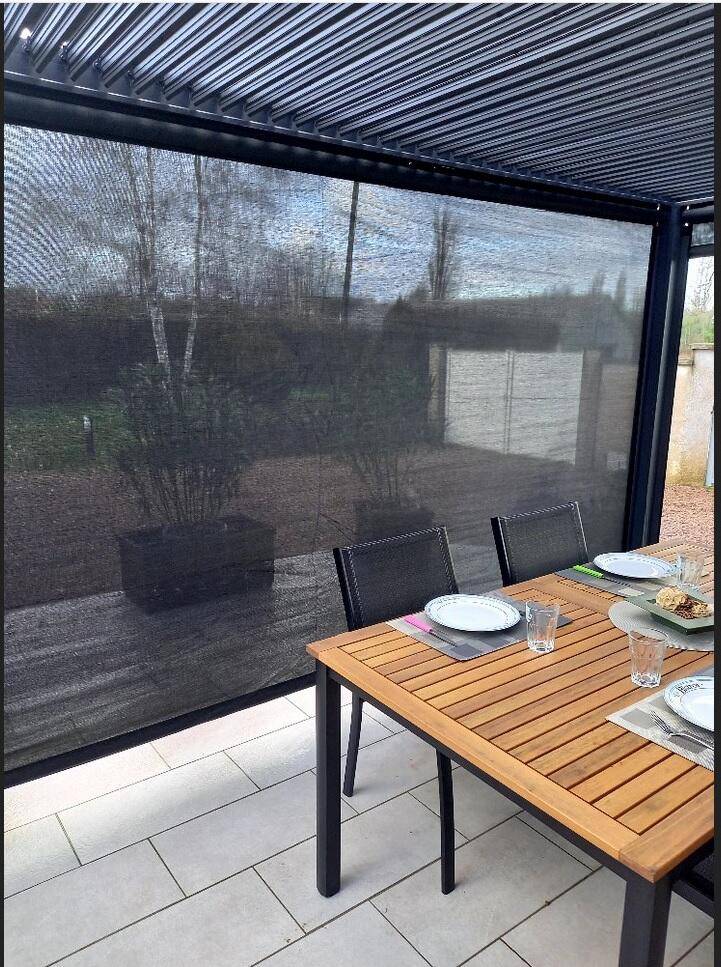 Pergola autoportante bioclim. Alu. avec  2 rideaux 10,80 m2 - Image 7