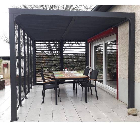 Pergola bioclimatique aluminium gris anthracite - HABRITA - Image 2