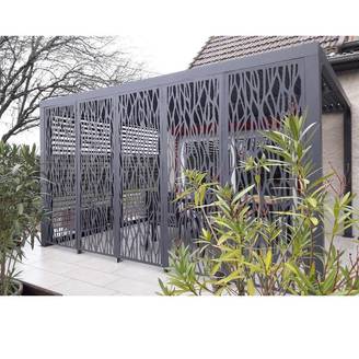 Pergola bioclimatique aluminium gris anthracite - HABRITA