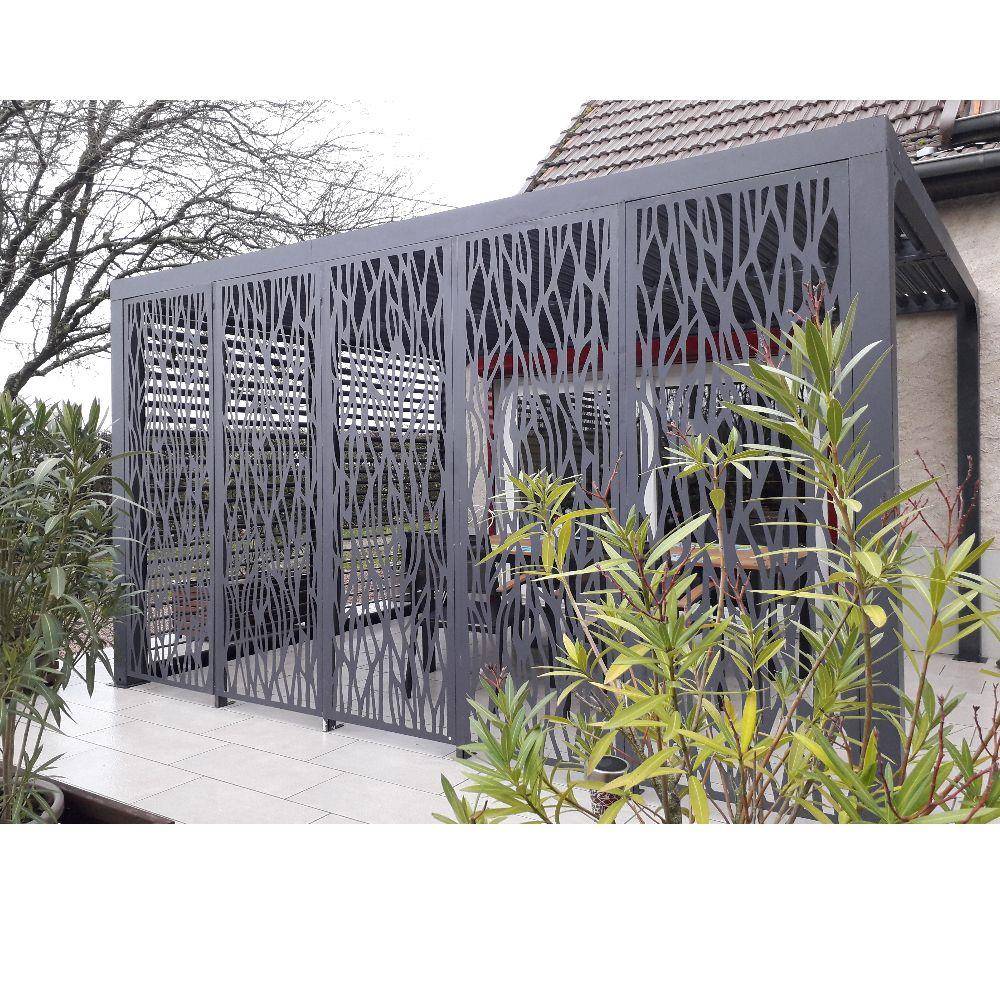 Pergola bioclimatique aluminium gris anthracite - HABRITA