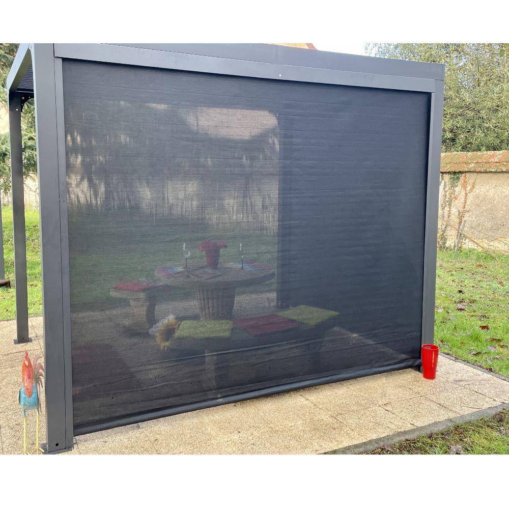 Pergola autoportante bioclim. en alu. avec rideau manuel 7m2 - Image 4