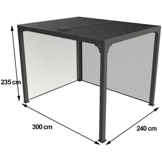 Pergola autoportante bioclim. en alu. avec rideau manuel 7m2 - Image 6
