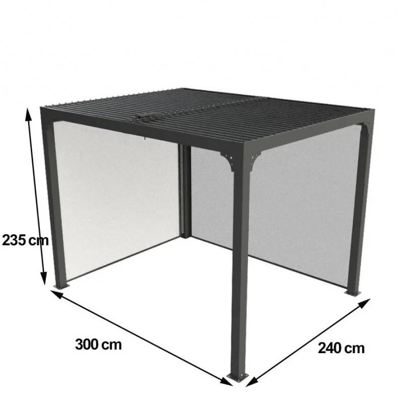 Pergola autoportante bioclim. en alu. avec rideau manuel 7m2 - Image 10