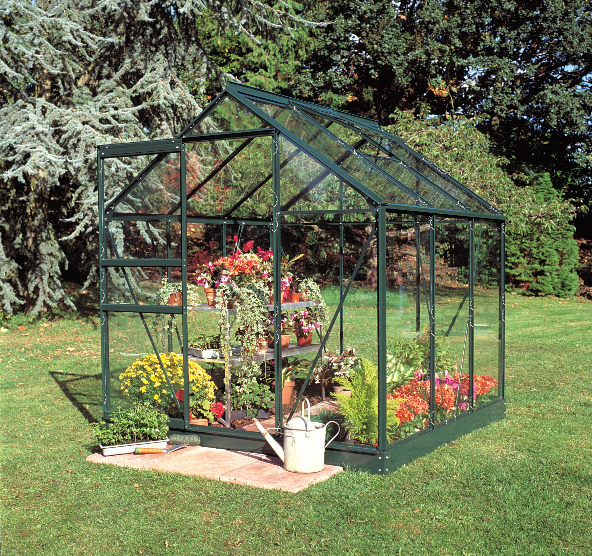 Halls - Serre de jardin verre trempé aluminium vert 3,8 m² Popular 66 - Halls - Image 1