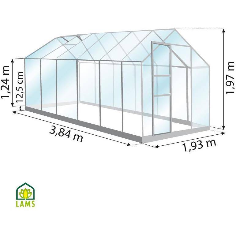 LAMS - Serre de jardin verre trempé aluminium vert 7,3 m² Allium avec embase - Lams - Image 2