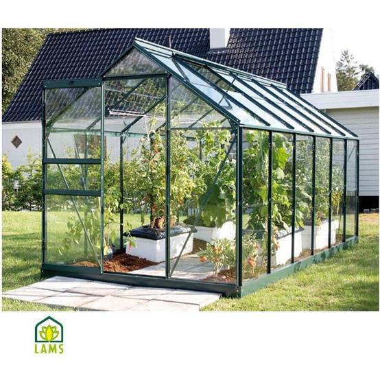 LAMS - Serre de jardin verre trempé aluminium vert 7,3 m² Allium avec embase - Lams - Image 3