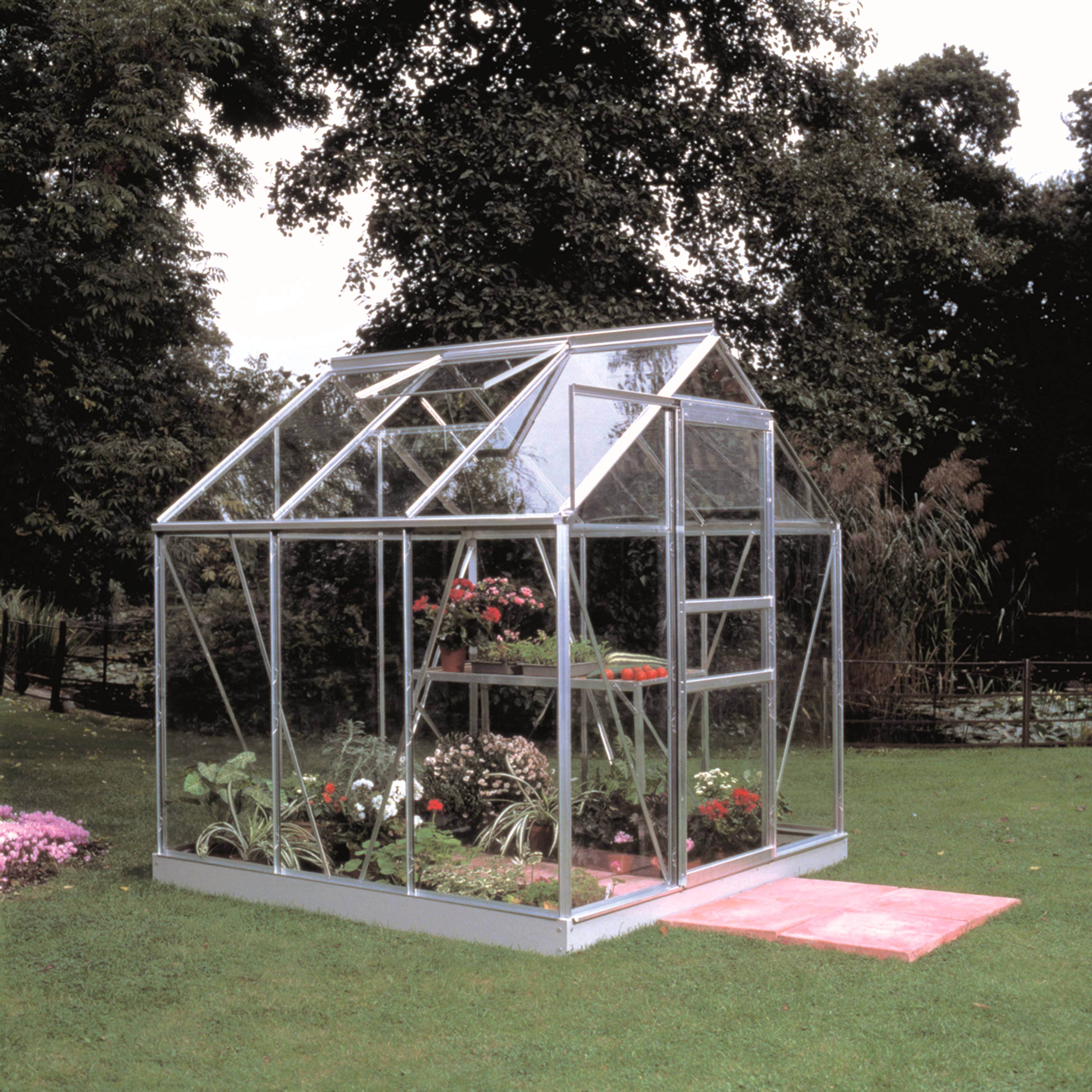 Halls - Serre de jardin verre trempé aluminium brut 3,8 m² Popular 66 - Halls - Image 1