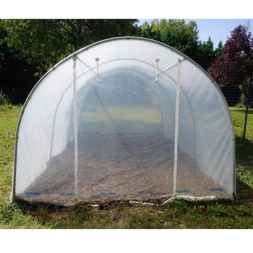 Richel Serre - Serre maraichère 13,5m² pied droit 1 porte zip acier galva PE L. 4,5 x l. 3 x H. 2 m – Richel serre