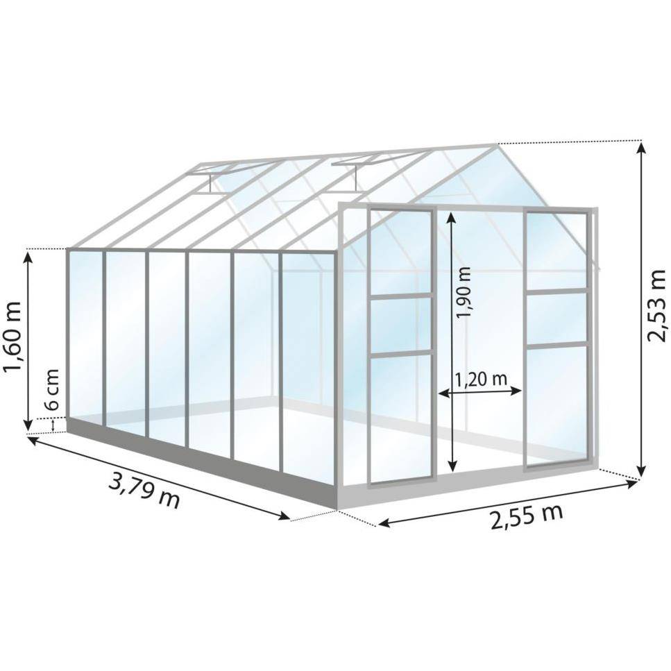 LAMS - Serre de jardin verre trempé aluminium vert 9,7 m² Laurus avec embase - Lams - Image 3