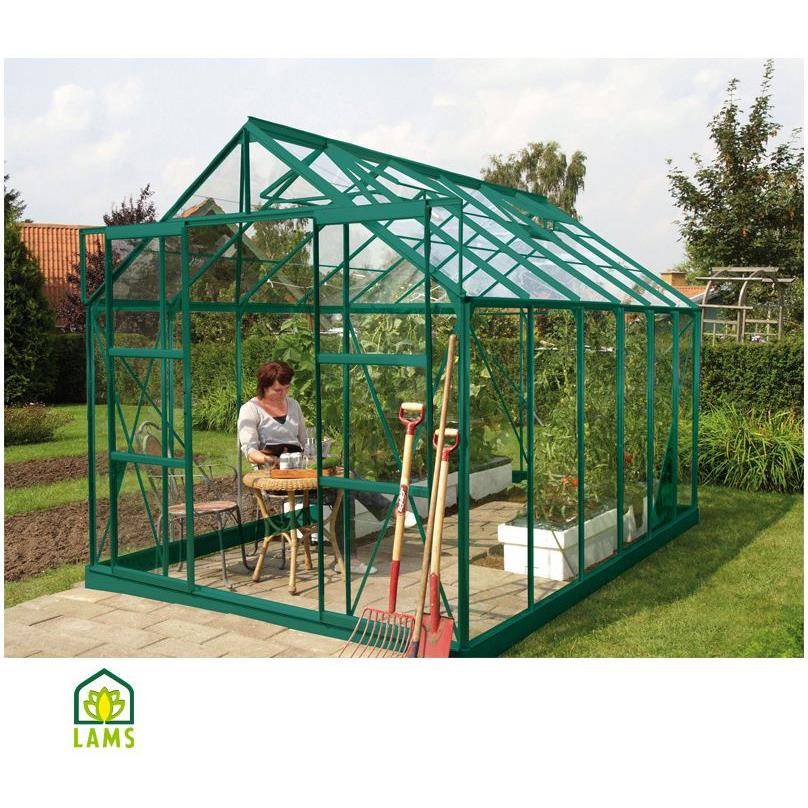 LAMS - Serre de jardin verre trempé aluminium vert 9,7 m² Laurus avec embase - Lams - Image 1