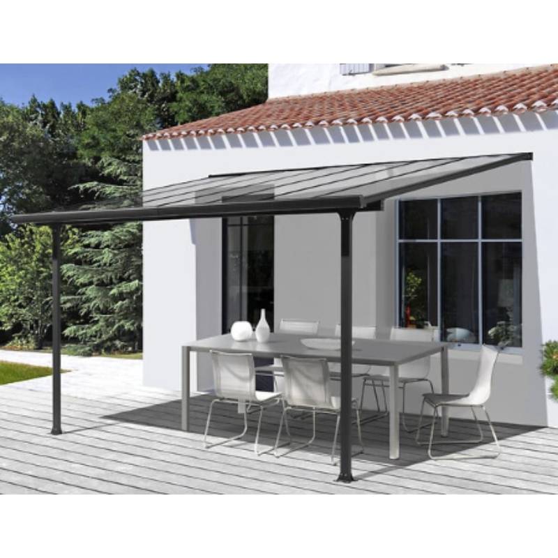 Tonnelle adossée aluminium et toit en polycarbonate 9.21 M2 - Image 6