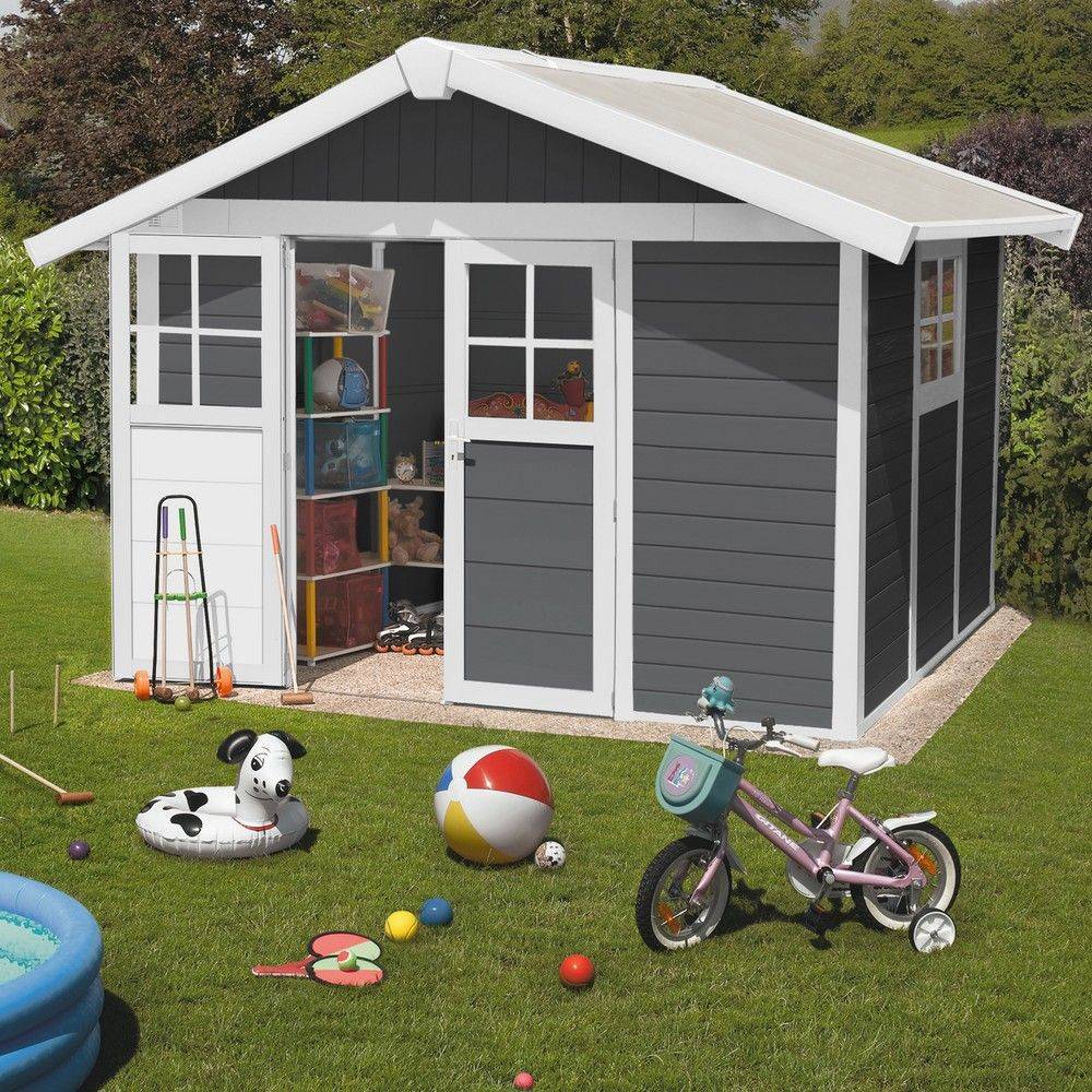 Grosfillex - Abri de jardin PVC Gris foncé Kit de fixation 7,5 m² Ep.26mm - GROSFILLEX