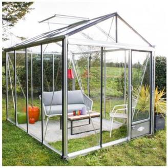 LAMS - Serre de jardin verre trempé aluminium brut 7,3 m² Luxia avec embase - Lams