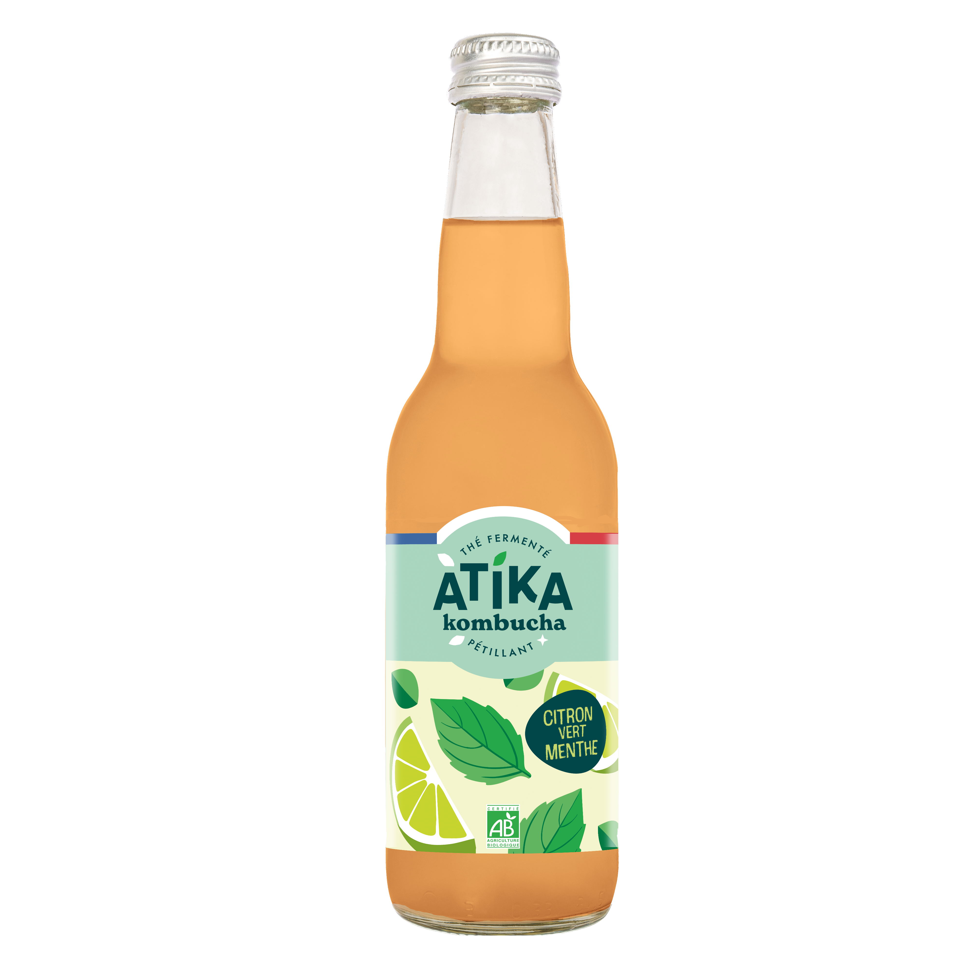 Atika - Kombucha Citron Vert Menthe Bio 33 cl - Atika