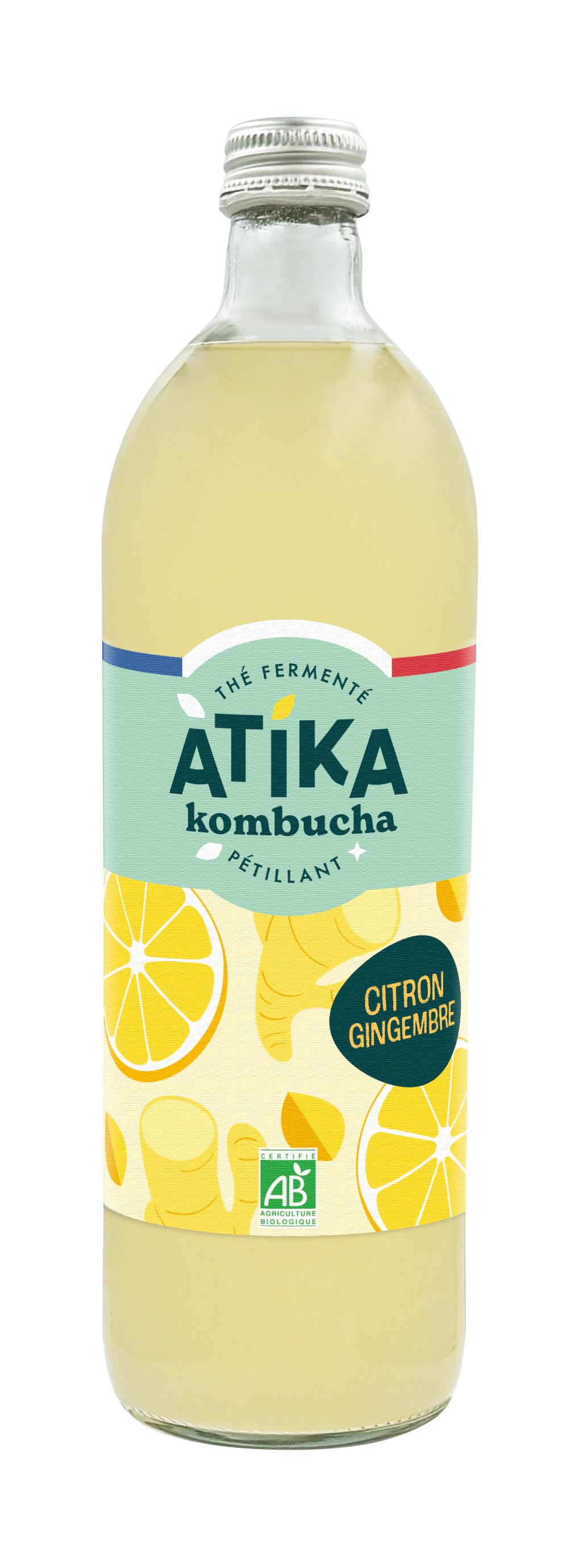 Atika - Kombucha Citron Gingembre Bio 75 cl - Atika