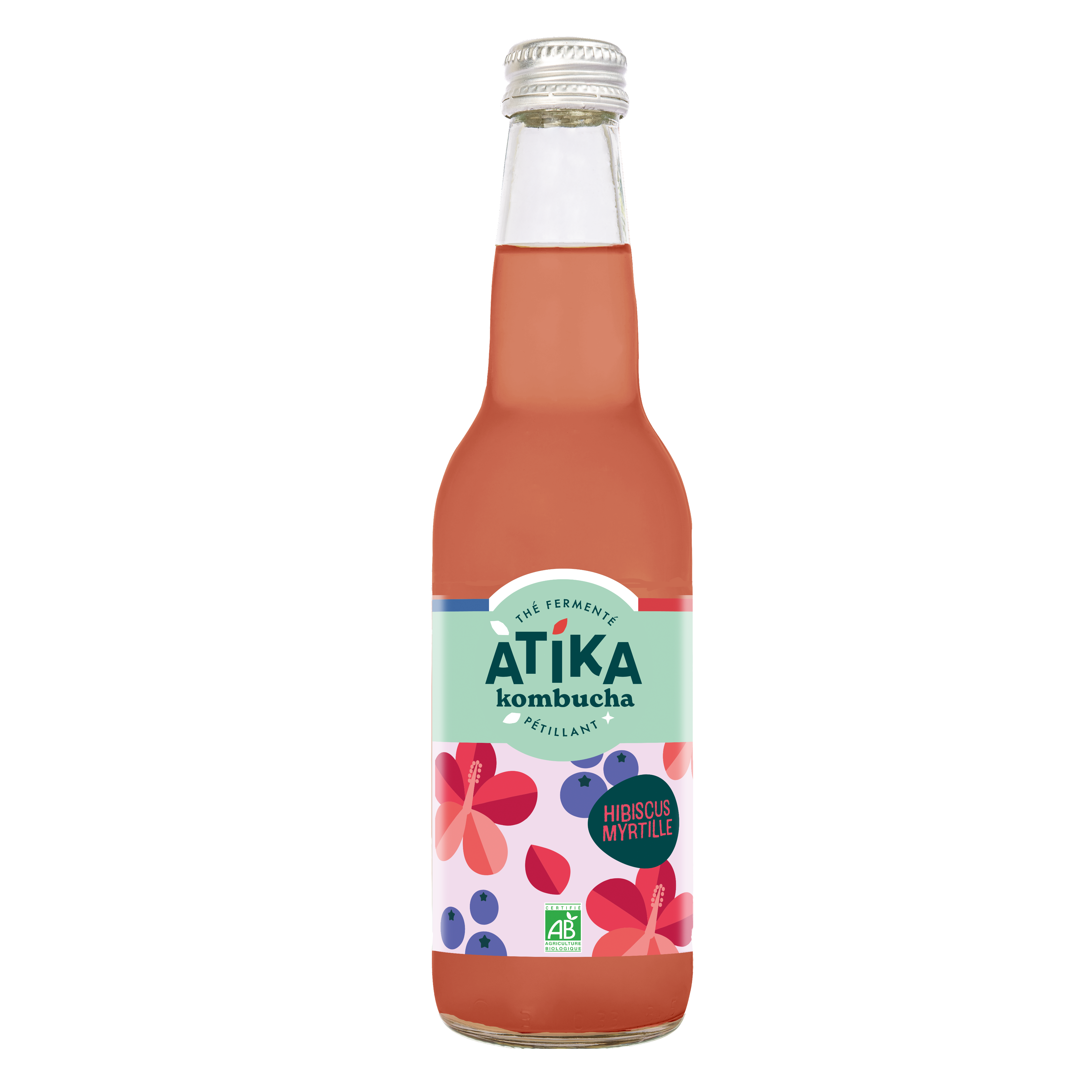 Atika - Kombucha Hibiscus Myrtille Bio 33 cl - Atika
