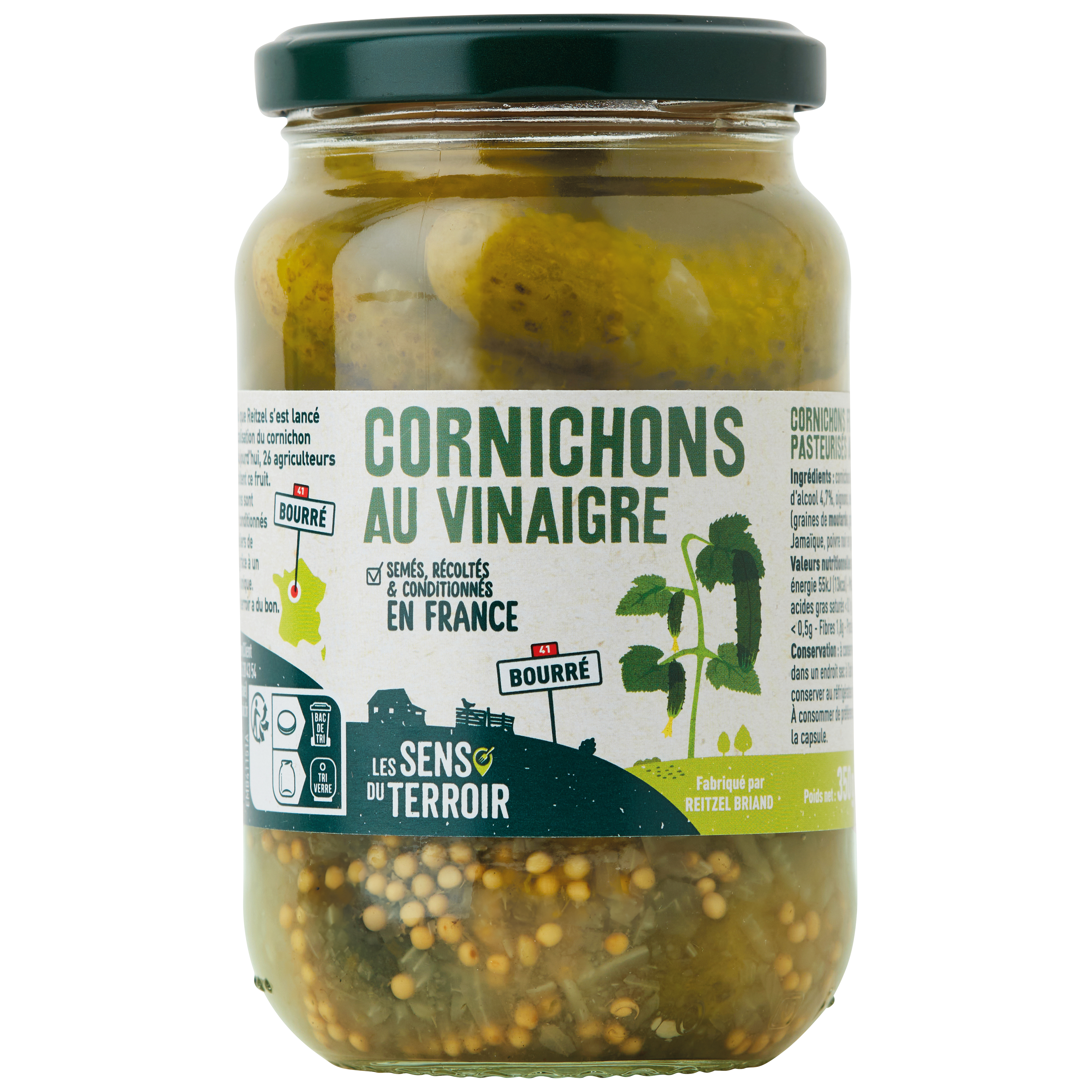 Les Sens du Terroir - Cornichons au vinaigre 185 g égoutté - Les Sens du Terroir