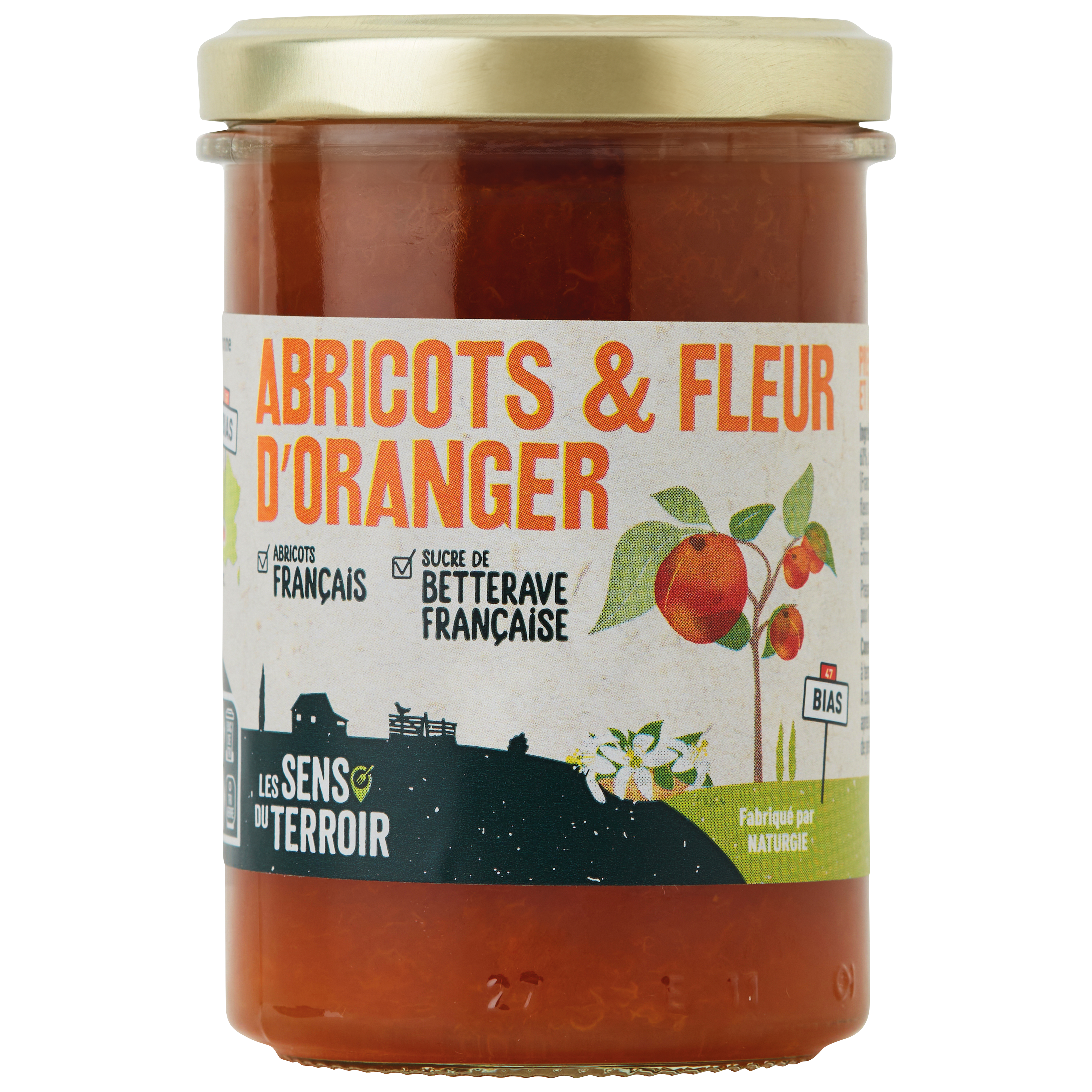 Les Sens du Terroir - Préparation abricots - fleur d'oranger 230g - Les Sens du Terroir