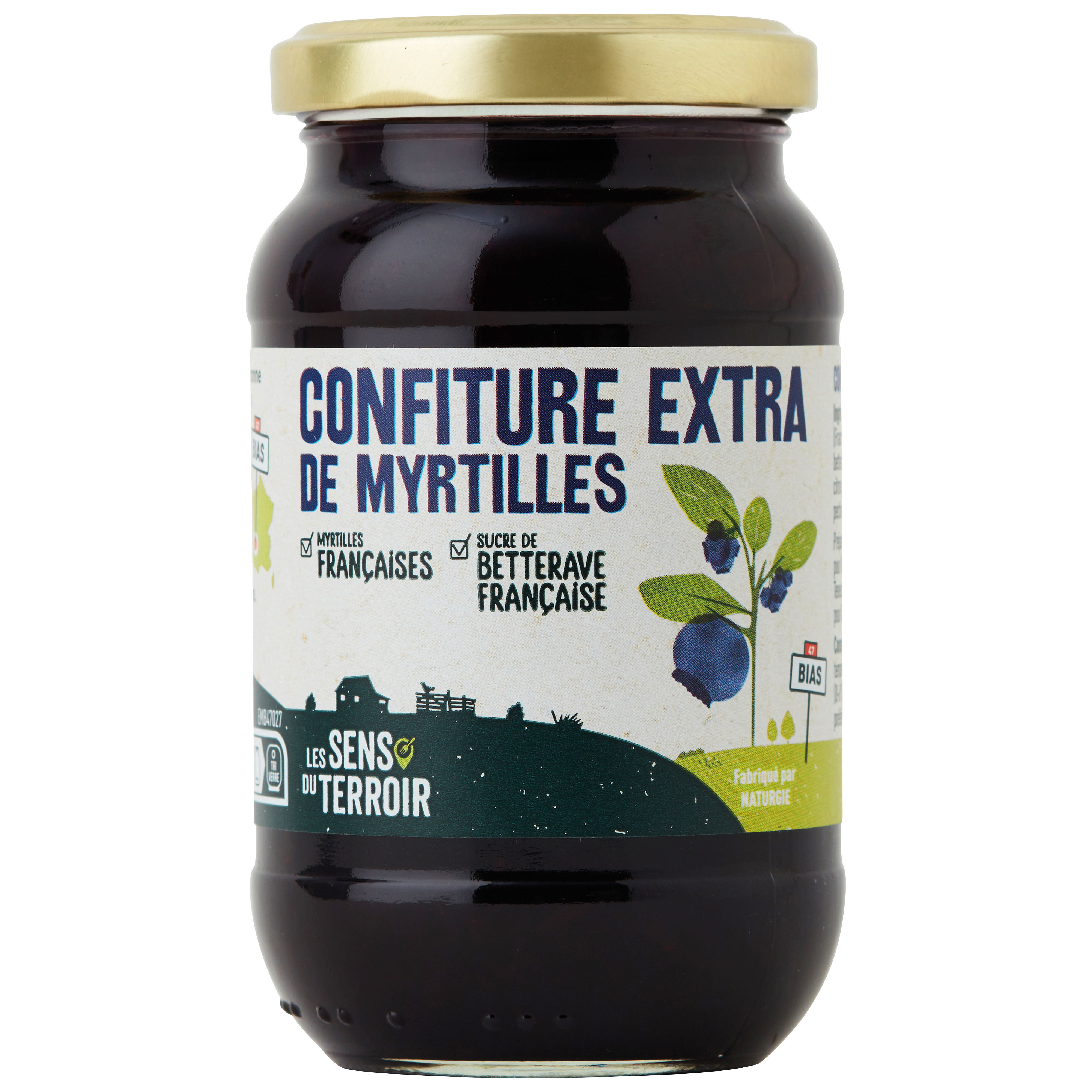 Les Sens du Terroir - Confiture extra de myrtilles 320 g - Les Sens du Terroir