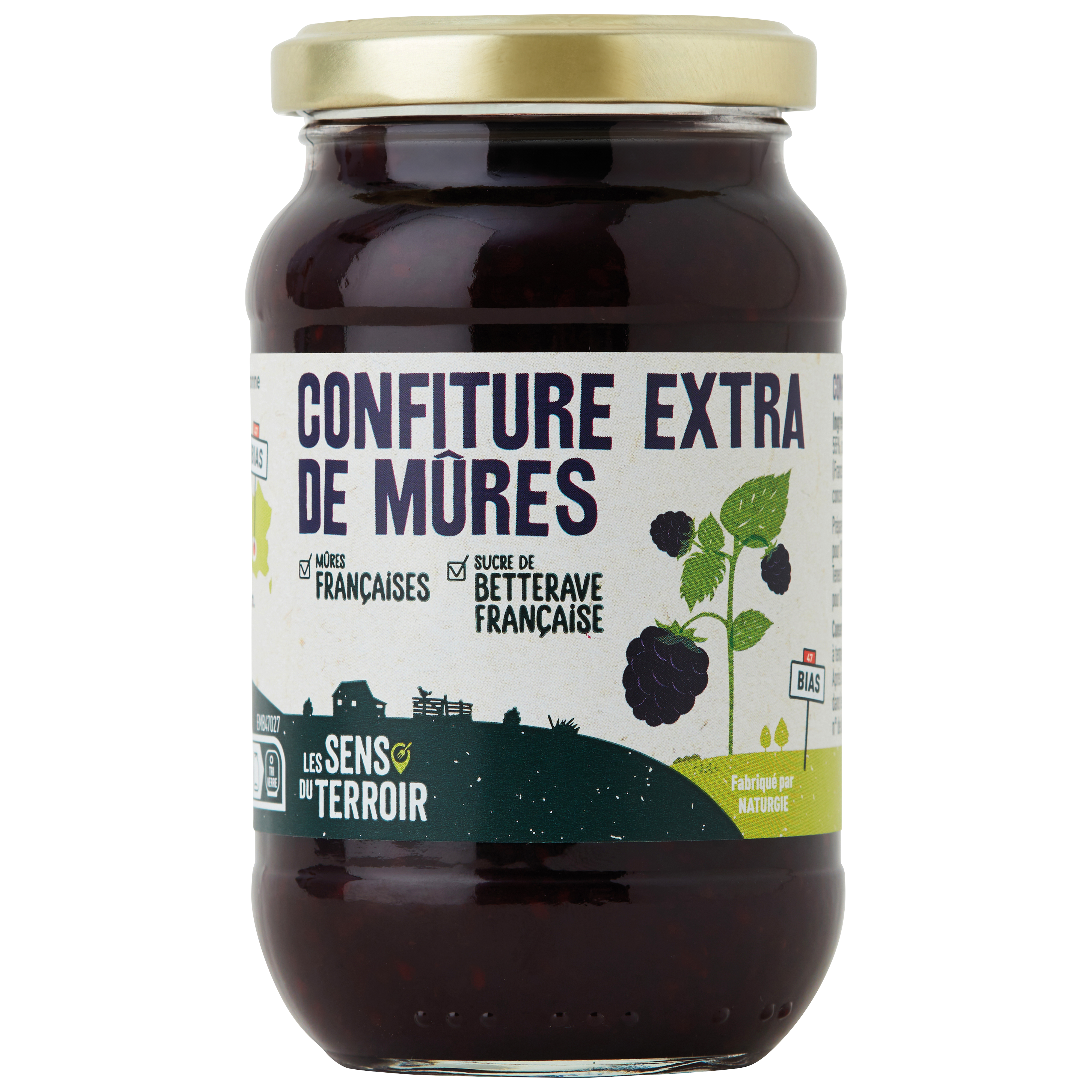 Les Sens du Terroir - Confiture extra de mûres 320 g - Les Sens du Terroir
