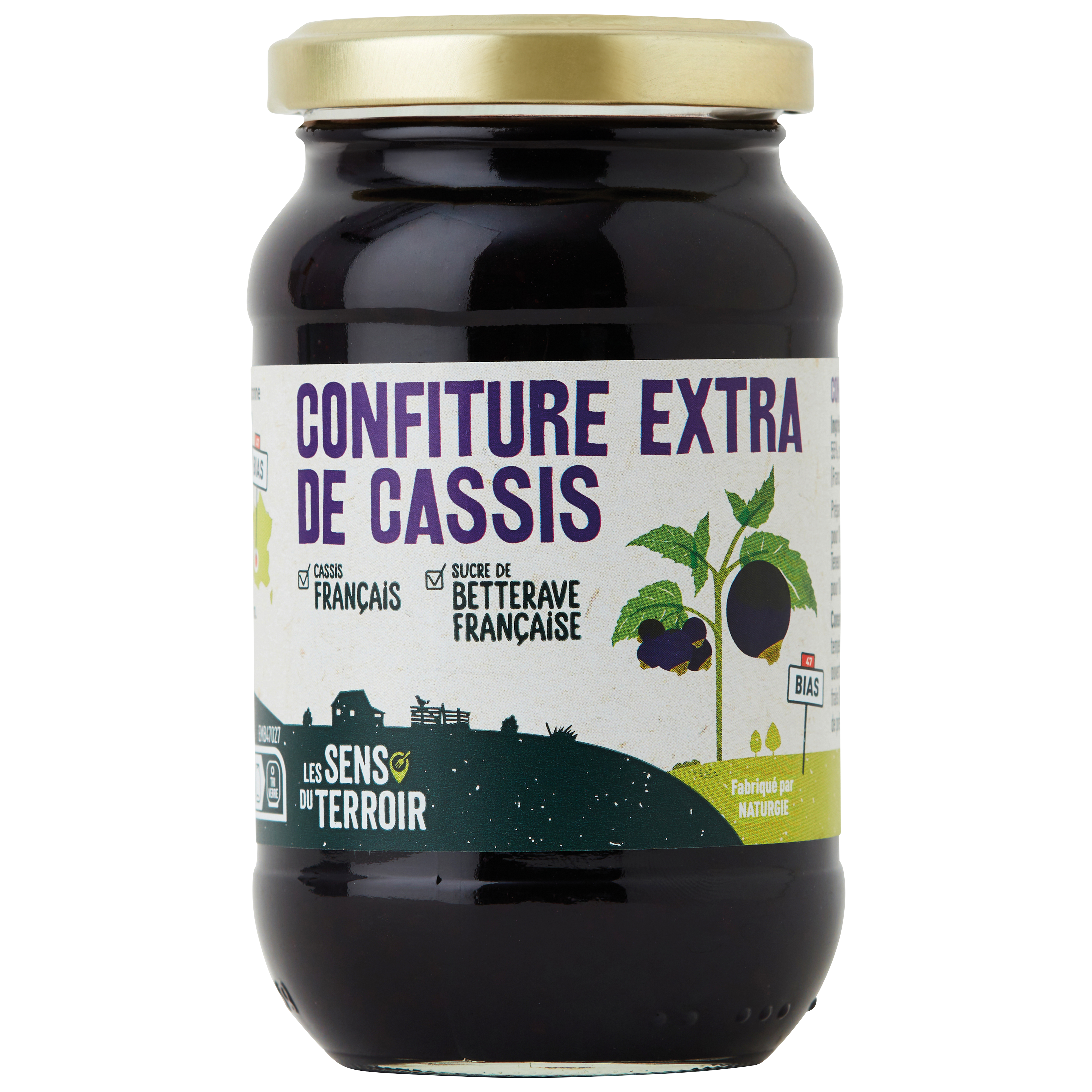 Les Sens du Terroir - Confiture extra de cassis 320 g - Les Sens du Terroir