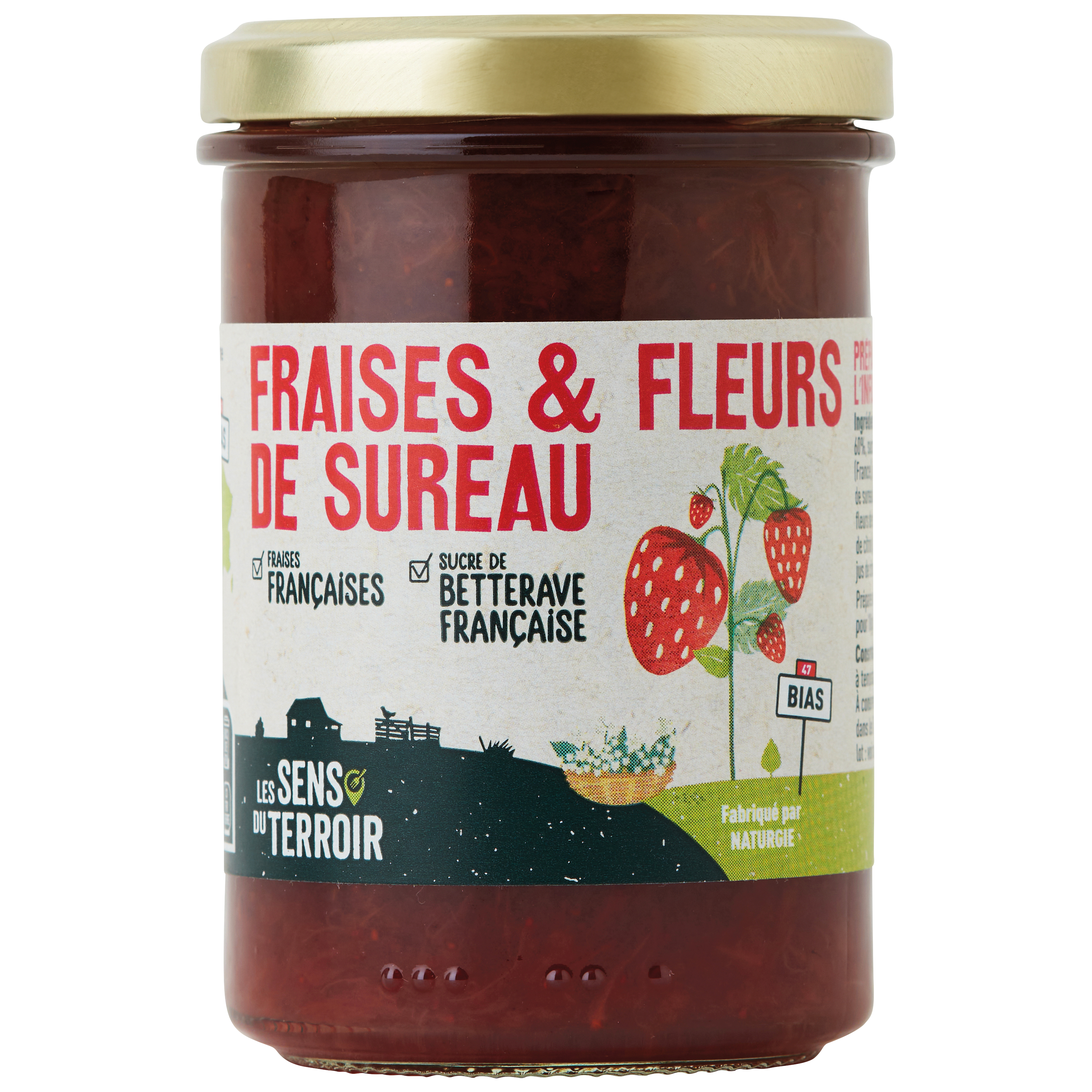 Les Sens du Terroir - Préparation fraises - fleurs de sureau 230g - Les Sens du Terroir