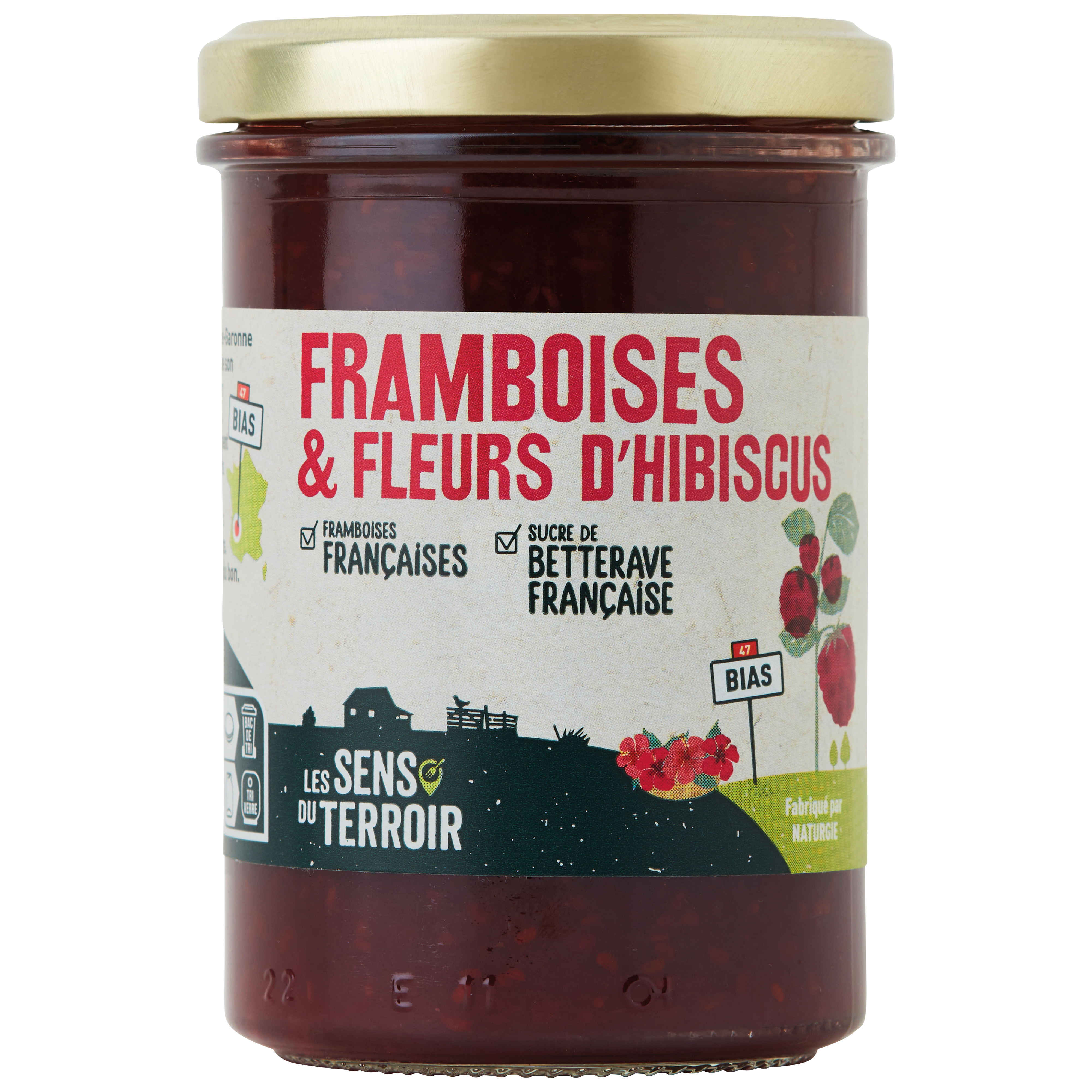 Les Sens du Terroir - Préparation framboises - fleurs d'hibiscus 230 g - Les Sens du Terroir