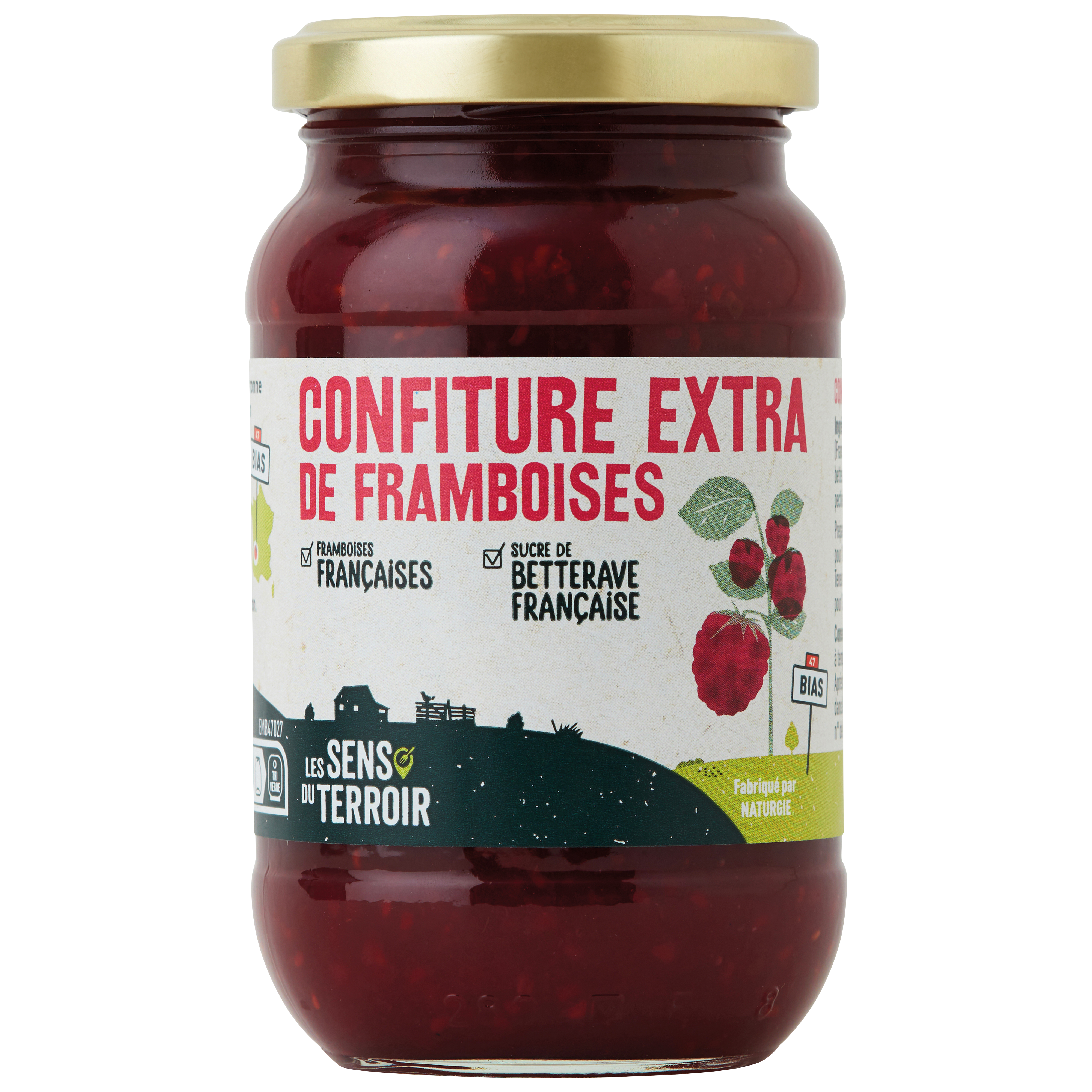 Les Sens du Terroir - Confiture extra de framboises 320 g - Les Sens du Terroir