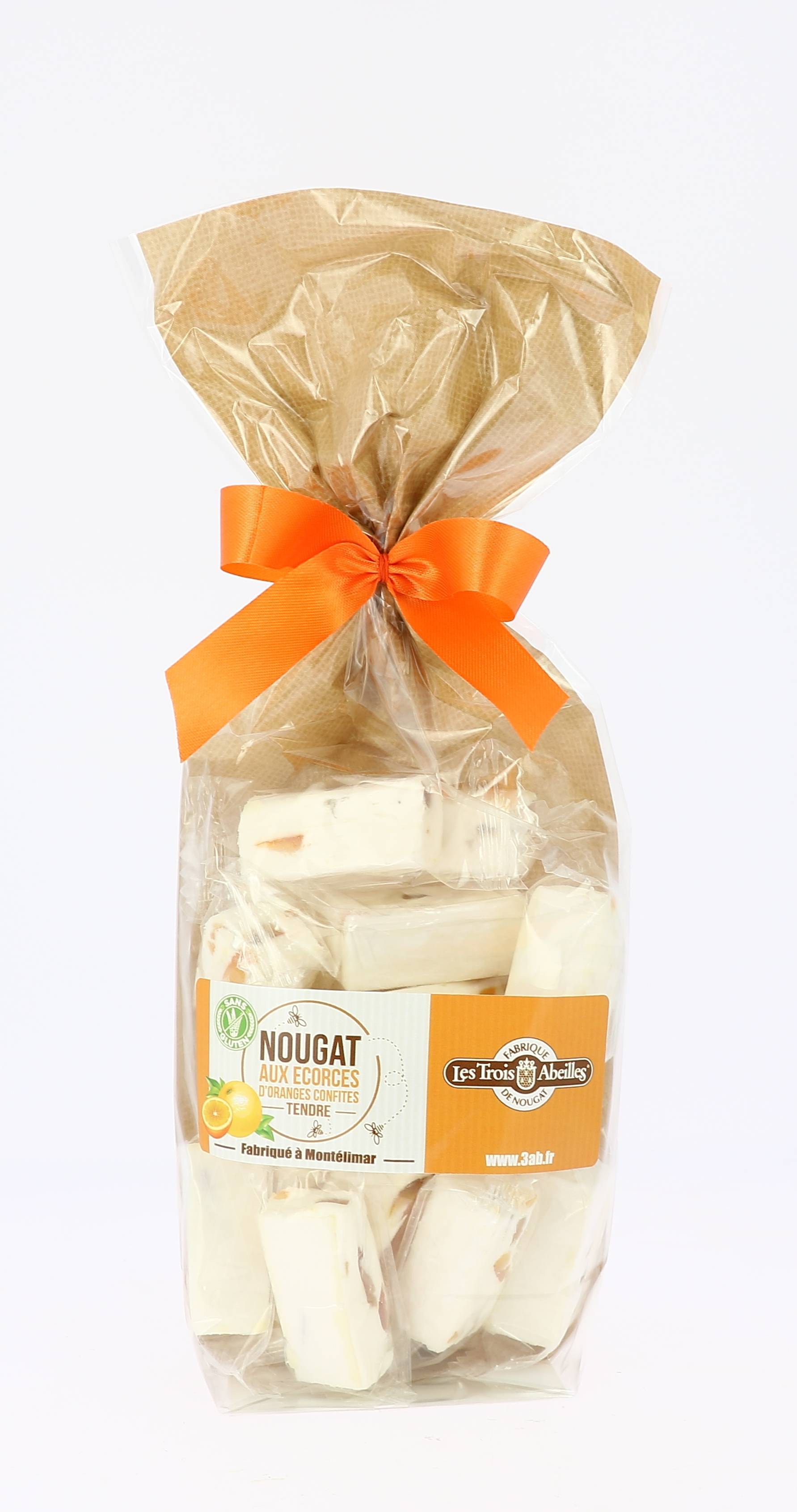 Les Trois Abeilles - Sachet de nougat tendre aux écorces d’oranges confites 150 g - Les 3 Abeilles - Image 1