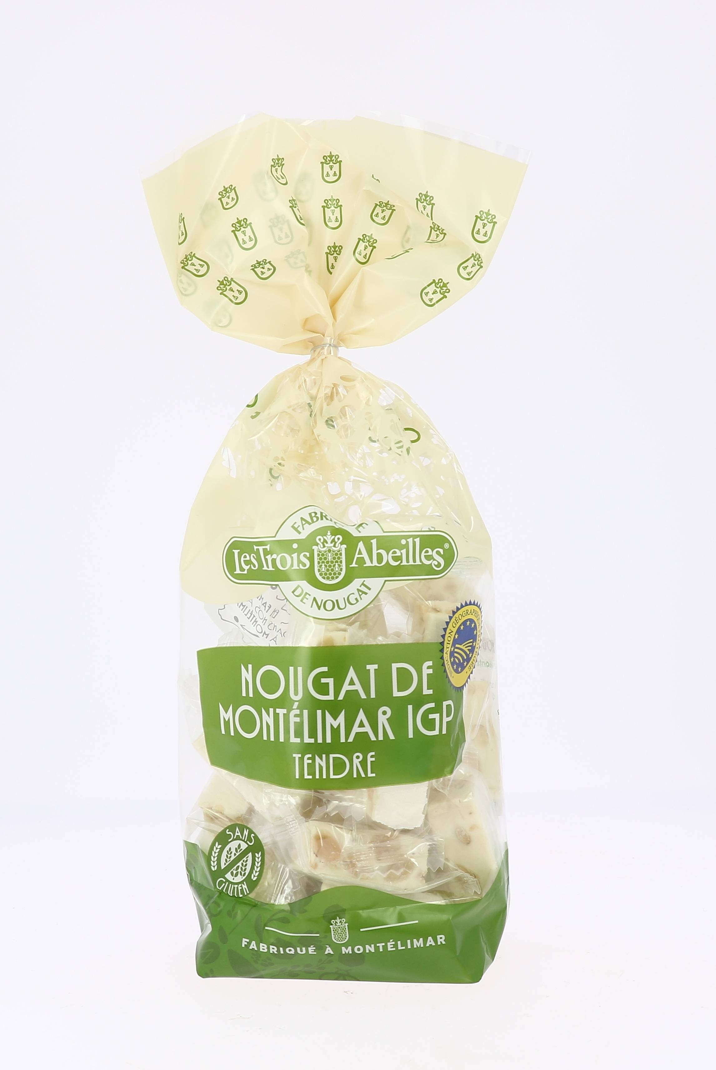 Les Trois Abeilles - Sachet de Nougat de Montélimar IGP tendre 200 g - Les Trois Abeilles