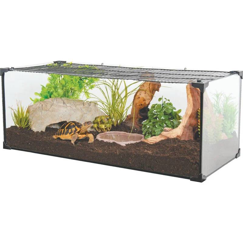 Terrarium tortue terrestre verre noir 45 L 60x30x25 cm - KARAPAS PRO