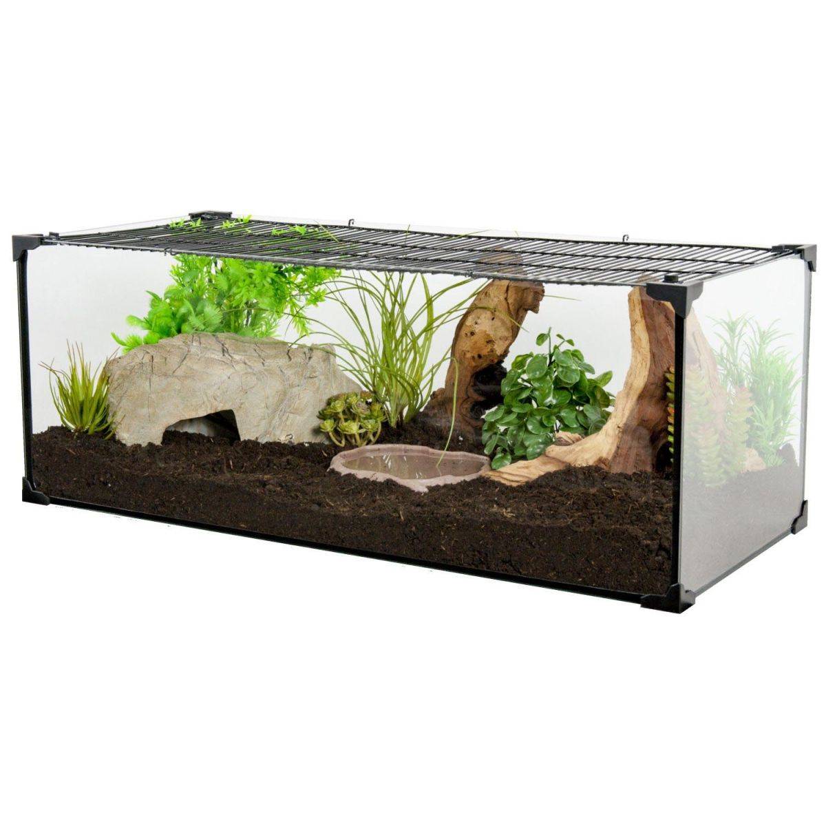 Terrarium tortue modèle Karapas en verre noir L.100.5 cm l.40.5 cm H.30.5 cm - Zolux - Image 4