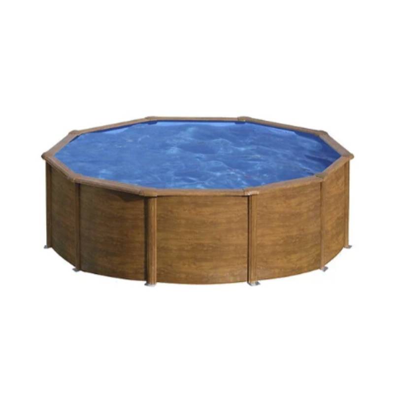 Gré - Piscine hors-sol acier aspect bois ronde Ø 3,20 m H 1,22 m modèle Sicilia - GRE
