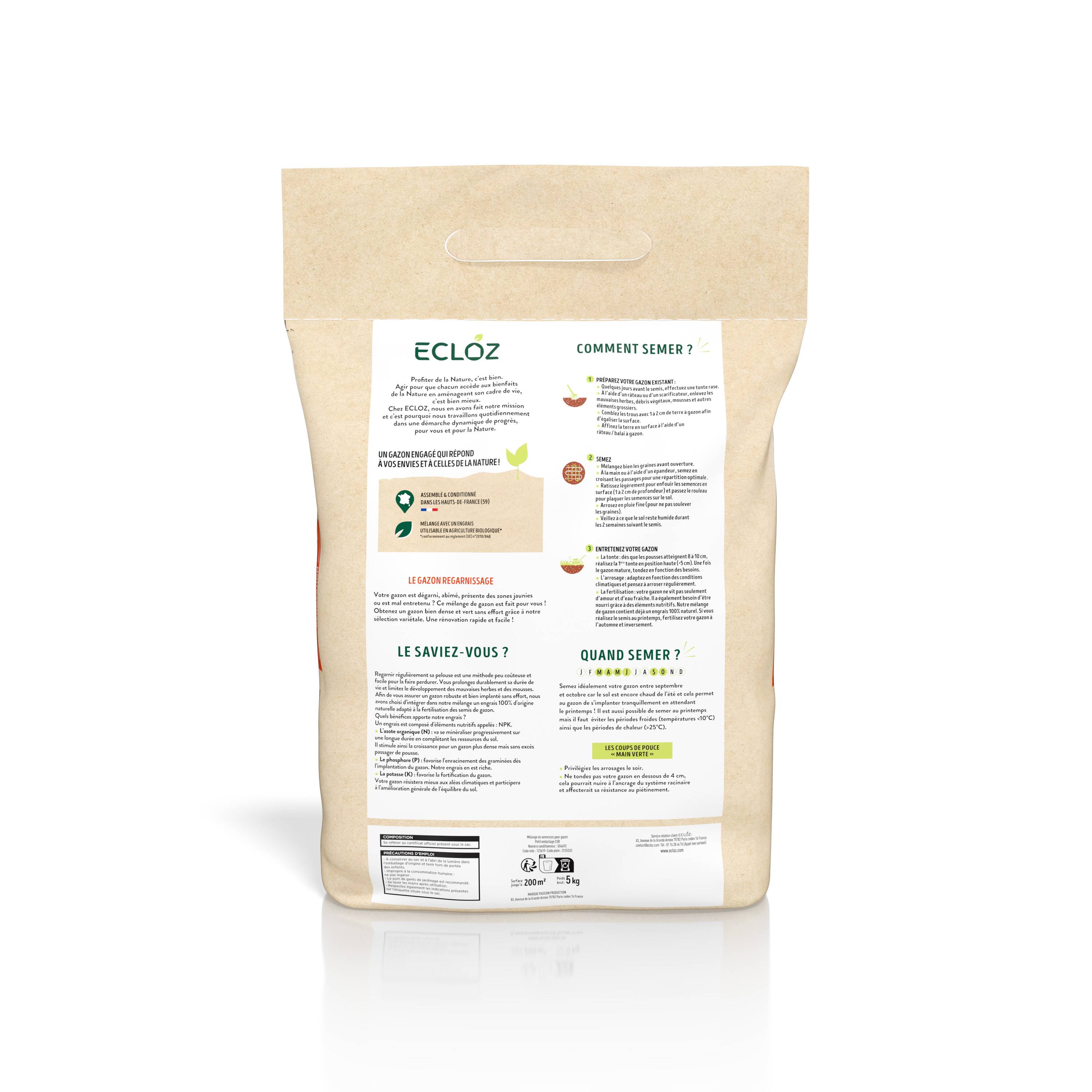 Ecloz - Semences de gazon - Regarnissage 5 kg - ECLOZ - Image 2