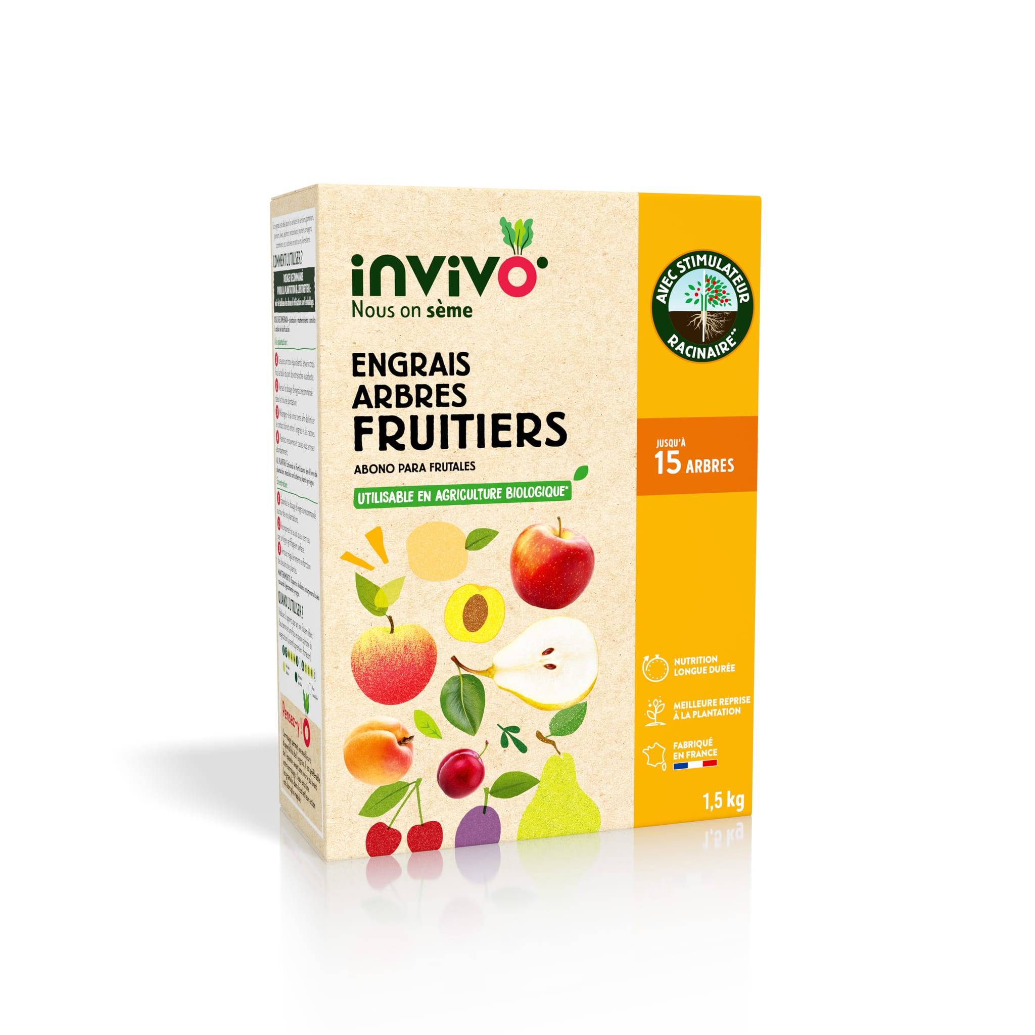 Invivo Nous On Sème - Engrais Arbres fruitiers Boîte 1,5kg - INVIVO Nous on sème - Image 1