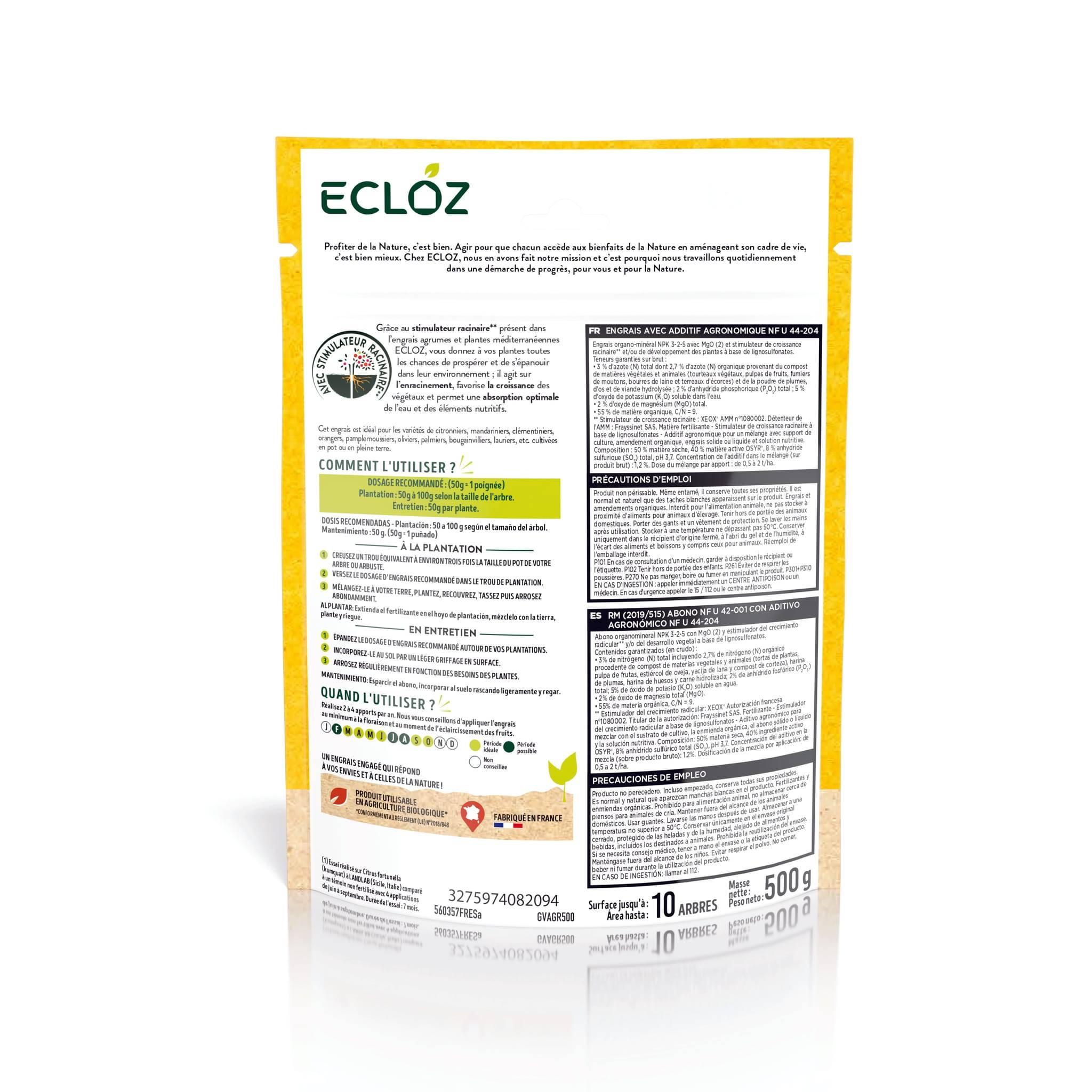 Ecloz - Engrais Agrumes & Plantes méditerranéennes Doypack 500g - ECLOZ - Image 2