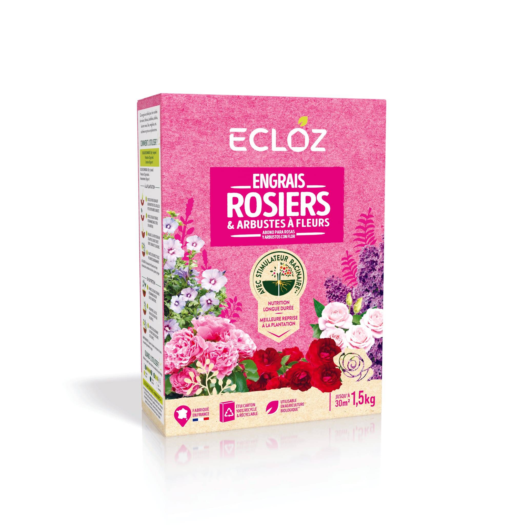 Ecloz - Engrais Rosiers & Arbustes à fleurs Boîte 1,5kg - ECLOZ