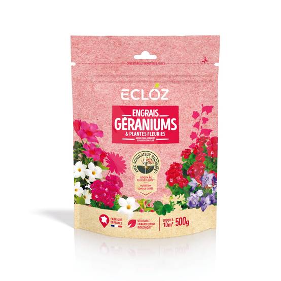Ecloz - Engrais Plantes fleuries & Géraniums Doypack 500g - ECLOZ - Image 1