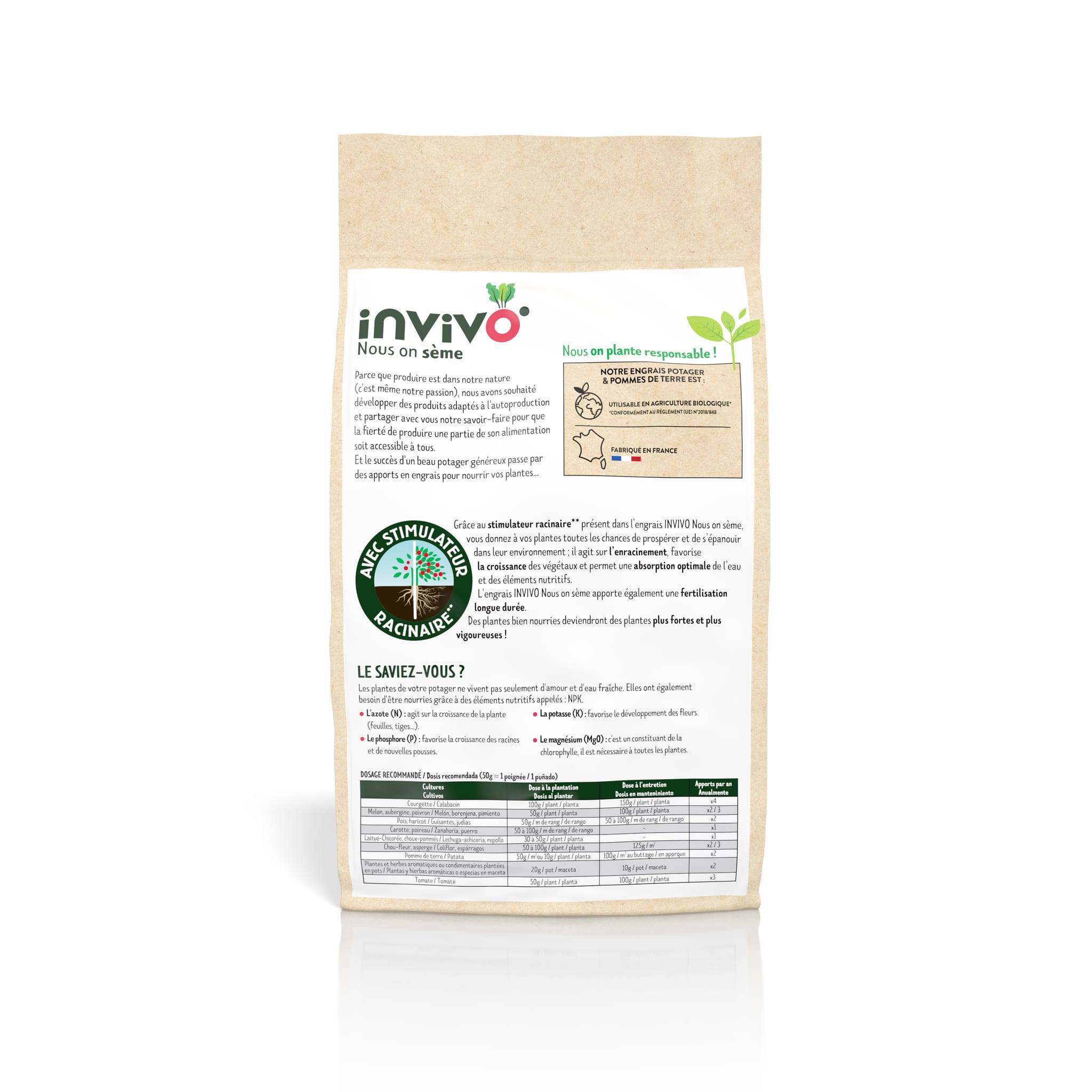 Invivo Nous On Sème - Engrais Potager et Pommes de terre Sac 5kg - INVIVO Nous on sème - Image 2