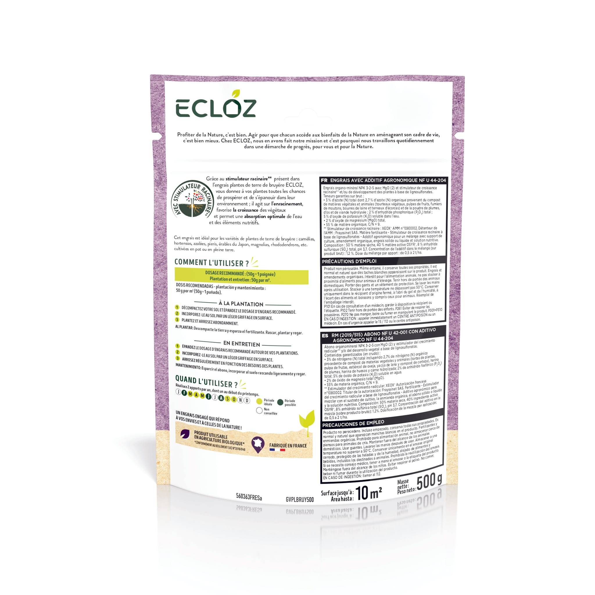 Ecloz - Engrais Plantes de terre de bruyère Doypack 500g - ECLOZ - Image 2