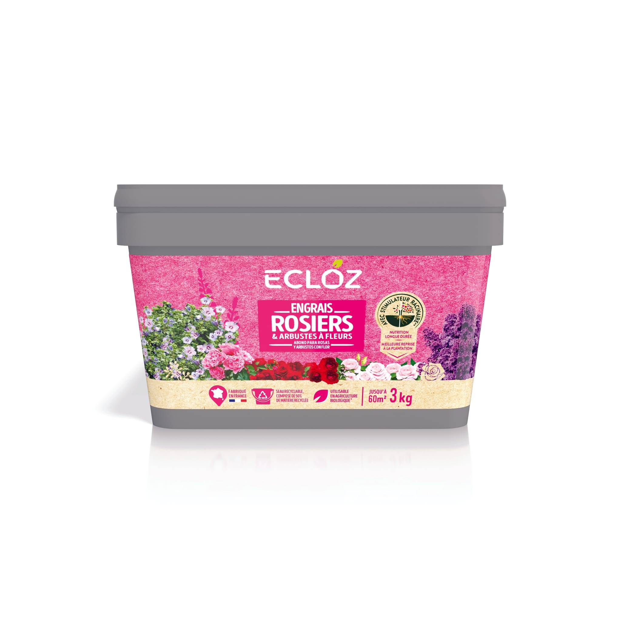 Ecloz - Engrais Rosiers & Arbustes à fleurs Seau  3kg - ECLOZ - Image 1